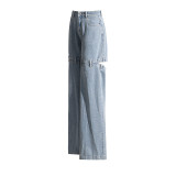 High-waist wide-leg casual women's jeans