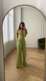 Commuting high waist solid color short sleeve casual two piece suit for women