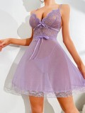 Sexy lingerie triangle cup suspender dress thin strap thong see-through two-piece pajamas