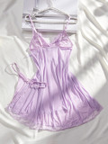Sexy lingerie triangle cup suspender dress thin strap thong see-through two-piece pajamas