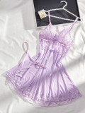 Sexy lingerie triangle cup suspender dress thin strap thong see-through two-piece pajamas