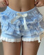 Summer shorts skirt bow multi-layer lace shorts