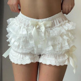 Summer shorts skirt bow multi-layer lace shorts