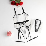Mesh lace four-piece lingerie set