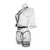 Mesh lace four-piece lingerie set