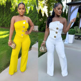 women's formal solid color strapless jumpsuit