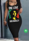 (Customize) Sexy digital print sleeveless round neck slim tank dress