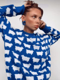 Autumn and winter round neck alpaca print women's loose casual round neck pullover sweater 