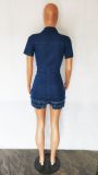 Casual Women's Slim Fit Ruffle Edge Tassel Denim Rompers Jumpsuit