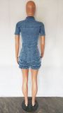Casual Women's Slim Fit Ruffle Edge Tassel Denim Rompers Jumpsuit