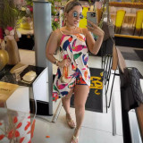 Summer Printed Holiday Style Shorts Two-piece Set