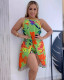 Summer Printed Holiday Style Shorts Two-piece Set