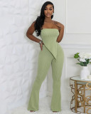Fashion irregular tube top high waist slim pants set