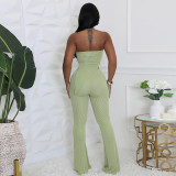 Fashion irregular tube top high waist slim pants set