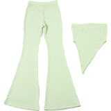 Fashion irregular tube top high waist slim pants set