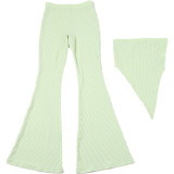 Fashion irregular tube top high waist slim pants set