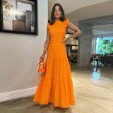 Flying sleeves lace long dress women's elegant solid color maxi dress