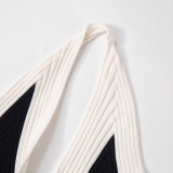 Knitted vest for women basic style contrasting colors base vest