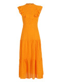 Flying sleeves lace long dress women's elegant solid color maxi dress