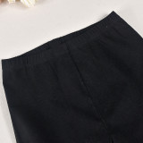 Camouflage denim long-sleeved crop top elastic trousers set