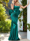 Green luxury butterfly long fishtail evening dress