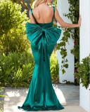 Green luxury butterfly long fishtail evening dress