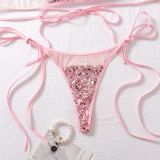 Sequined Bandeau Bra Set Transparent Mesh Sexy Underwear Two-piece Set