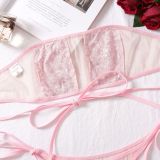 Sequined Bandeau Bra Set Transparent Mesh Sexy Underwear Two-piece Set