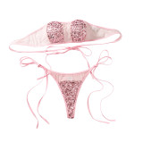 Sequined Bandeau Bra Set Transparent Mesh Sexy Underwear Two-piece Set