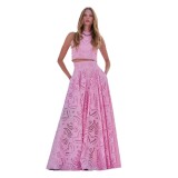 Elegant Sleeveless Embroidered Hollow Lace Maxi Dress Holiday Set Two-piece Set
