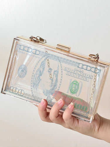 Dollar bag acrylic bag popular clutch bag chain bag messenger bag for women