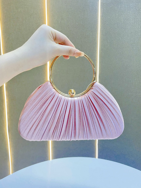 Pleated evening bag elegant ring banquet bag