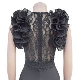 Autumn and winter solid color embroidered deep V jumpsuit