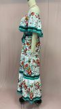 Printed off-shoulder long maxi dress