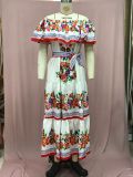 Printed off-shoulder long maxi dress