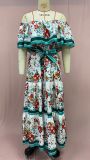 Printed off-shoulder long maxi dress