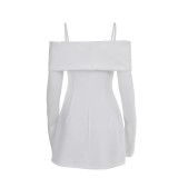 Sexy slim off shoulder white short dress