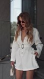 Autumn solid color long-sleeved high waist short rompers jumpsuit