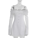 Sexy slim off shoulder white short dress