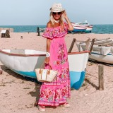 Printed off-shoulder long maxi dress