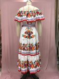 Printed off-shoulder long maxi dress
