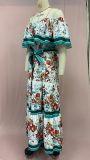 Printed off-shoulder long maxi dress
