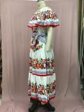 Printed off-shoulder long maxi dress