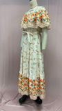 Printed off-shoulder long maxi dress