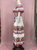 Printed off-shoulder long maxi dress