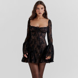 Sexy lace bell sleeve dress