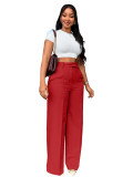 Autumn winter women's high waist straight wide leg casual trousers