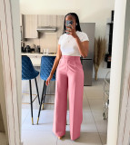 Autumn winter women's high waist straight wide leg casual trousers
