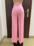 Autumn winter women's high waist straight wide leg casual trousers