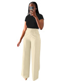 Autumn winter women's high waist straight wide leg casual trousers